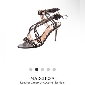MARCHESA Leather Lasercut Accents Heels - Size 36